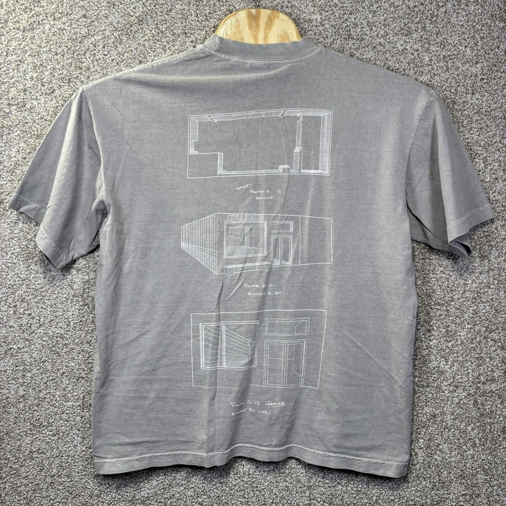 Collegium Shirt Mens Large Gray Architectural Blueprint Graphic Tee Los Angeles